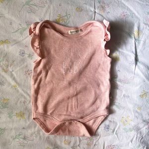3/$12 - Rabbit Bear Pink 100% Organic Baby Onesie with Ruffled Sleeves 6-9m